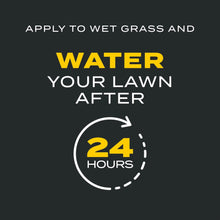 Scotts Turf Builder Triple Action promo: apply to wet grass, water; 24 hours