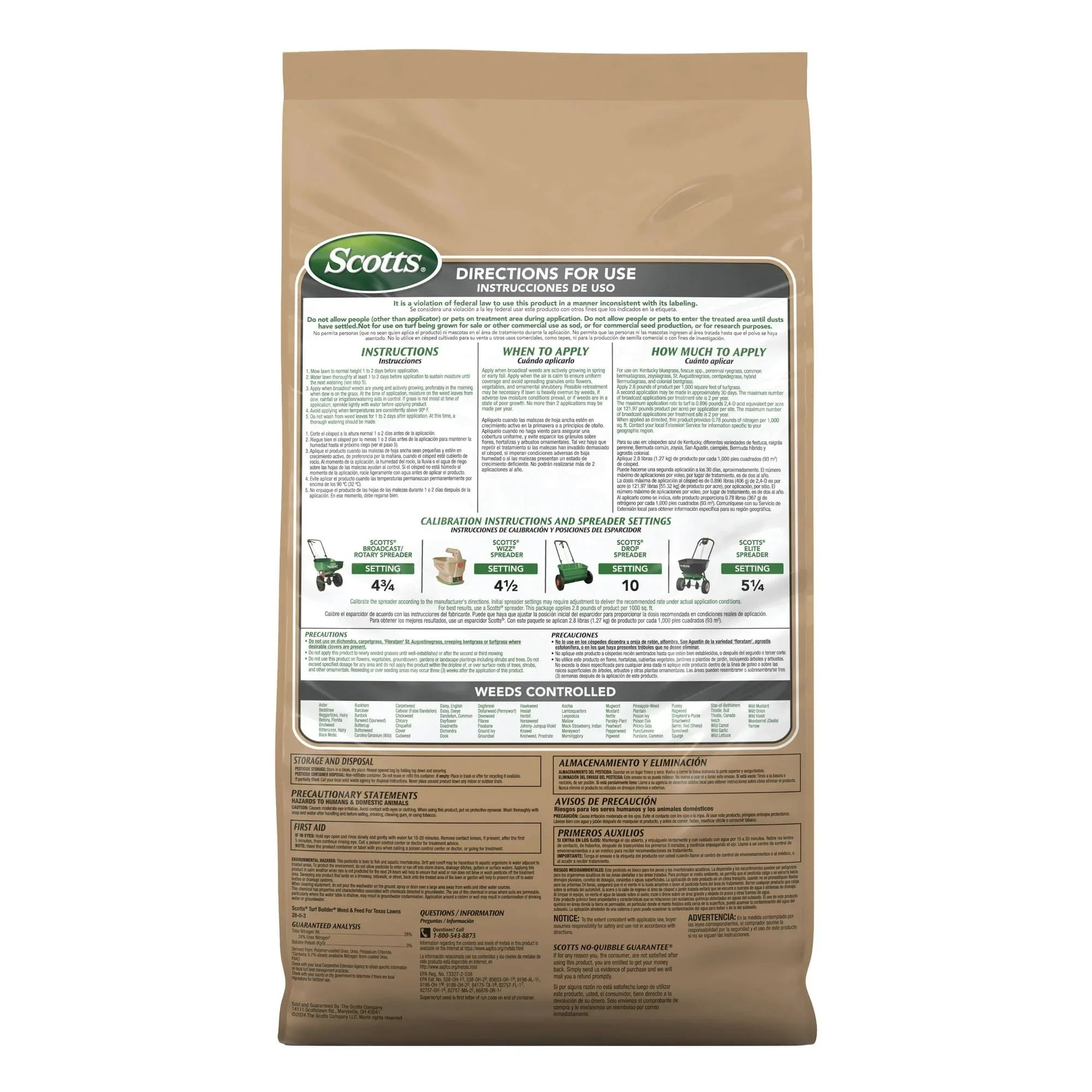 Scotts Turf Builder Weed & Feed for Texas Lawns, Weed Killer Plus Lawn Fertilizer, 22.40 lbs.