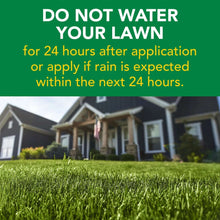 Lawn instruction panel: do not water your lawn for 24 hours after application