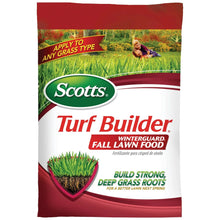 Red Scotts Turf Builder WinterGuard fall lawn fertilizer bag for deep grass roots