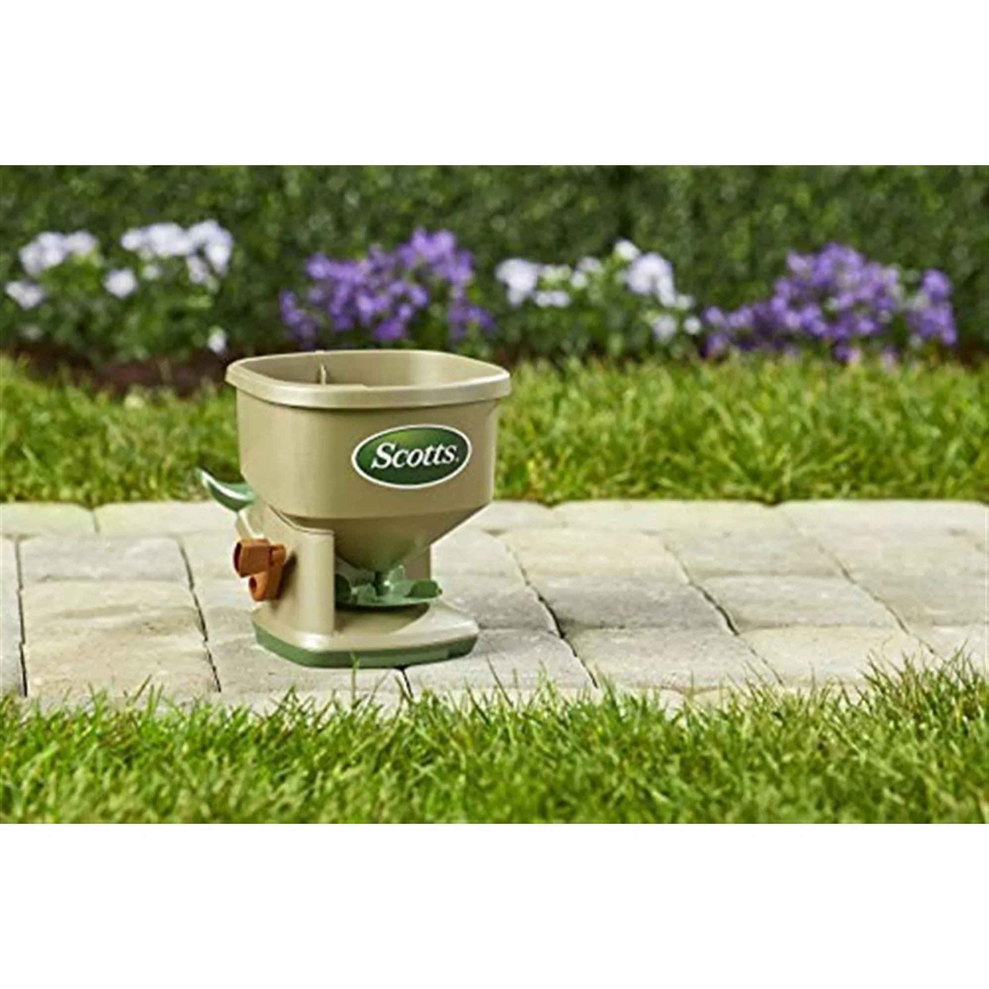 Scotts Whirl Hand-Powered Spreader for Grass Seed, Fertilizer, Salt and Ice Melt