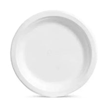 Round white dinner paper plate, plain design