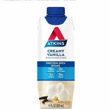 Creamy vanilla keto protein shake carton, 11 fl oz, blue cap, Atkins label