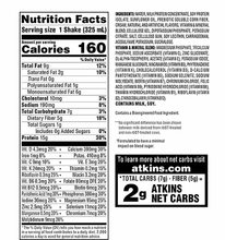 Nutrition Facts panel for keto protein shake, serving size 1 shake (325 ml)