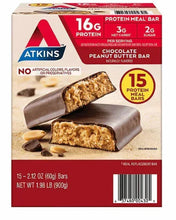 Chocolate peanut butter protein meal bar box, 15 bars, 16g protein per serving