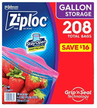 Ziploc gallon storage bags box with Stay Open design and Grip’n Seal technology