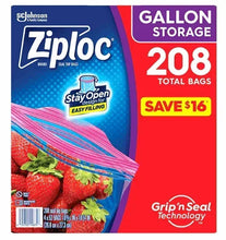 Ziploc gallon storage bags box, 208-count, Stay Open easy filling
