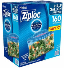 Half-gallon freezer bags box, 160-count Ziplock Grip'nSeal, with seal strip