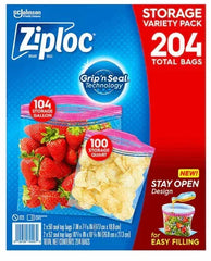 Ziploc Gallon & Storage Quart Bags with New Stay Open Design, 204 ct.