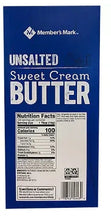 Unsalted sweet cream butter, Member's Mark package front with Nutrition Facts