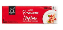 White ultra premium napkin pack, 2-ply, with strawberry label on front