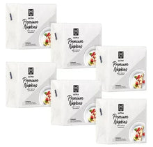 Set of white ultra premium 2-ply napkin packs with strawberry artwork
