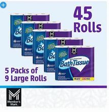 Ultra premium 2-ply Bath Tissue toilet paper, 5 packs of 9 large rolls (45 total)