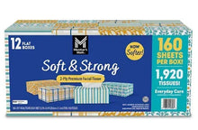 Facial tissue flat box, Soft & Strong, 160 sheets per box, 2-ply premium