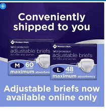 Adjustable briefs pack with white briefs, size M, 60 count.