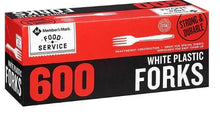White plastic forks bulk box, 600 count