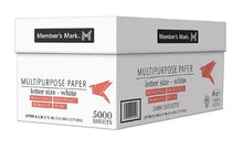 Multipurpose copy paper cartons, white and gray boxes labeled for letter-size printing