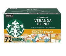 K-Cup coffee pods box, Starbucks Veranda Blend, 72 count, Blonde Roast, green