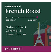 Starbucks French Roast dark roast coffee label with light-to-dark scale