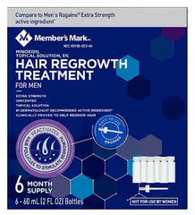 Member’s Mark Minoxidil 5% Hair Regrowth Treatment for Men, Unscented, 2 oz, 6 Pack