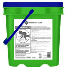 Scoopable clumping cat litter bucket back panel with instructions and barcode