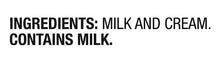 Half & Half carton ingredients panel: milk and cream, contains milk