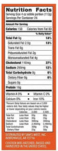 Nutrition facts panel for frozen chicken wings