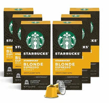 Blonde roast espresso coffee pods, Starbucks by Nespresso, boxes and capsule