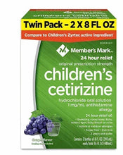 Children’s cetirizine oral solution twin pack box, sugar-free grape flavor