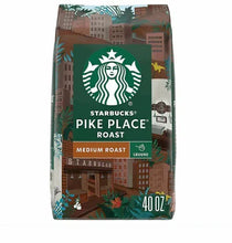 Starbucks Pike Place medium roast ground coffee bag, 40 oz, brown with green label