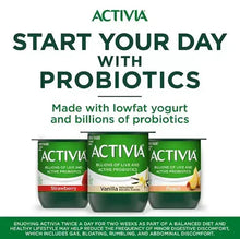 Activia lowfat yogurt variety pack with strawberry, vanilla, and peach cups