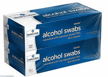 Sterile 70% isopropyl alcohol swab box, blue packaging
