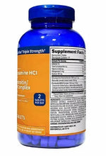 Triple-strength supplement tablets bottle with glucosamine and chondroitin supplement facts