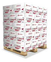 Multipurpose copy paper case pallet, shrink-wrapped stack of boxes, 8.5x11 in