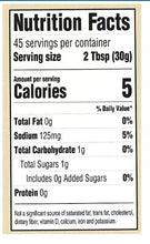Nutrition Facts panel for salsa: 45 servings, 2 Tbsp (30g), 5 calories.