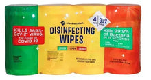 Disinfecting wipes variety pack, 3 containers: green, yellow, and orange rolls