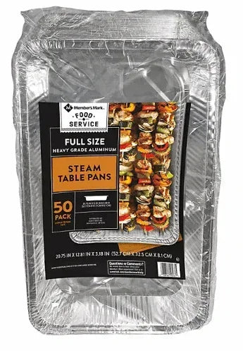 Member's Mark Aluminum Steam Table Pans, Full Size 50 ct.