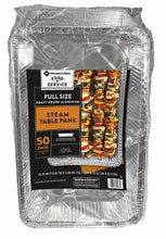 Full-size aluminum steam table pan set in box, 50-count.