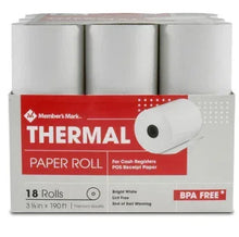 Member's Mark thermal receipt paper roll pack, 18 white rolls