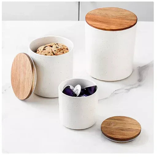 Member's Mark 4-piece Canister With Acacia Wood Lid Set (Assorted Colors)