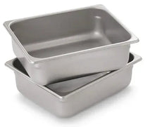 Half-size stainless-steel steam table pans, 2-pack, nested with rolled rims