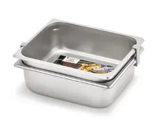 Half-size stainless-steel steam table pan set with two nested pans and side handles
