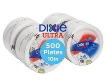 Dixie Ultra 10-inch paper plates, white leaf pattern, 500 count pack