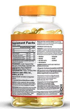 Omega-3 fish oil softgels bottle back label with Supplement Facts