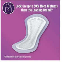 Women’s overnight pad, curved white pad with stitched pattern and absorbent channels