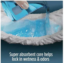 Absorbent pad with liquid pooled as an incontinence underwear box pours