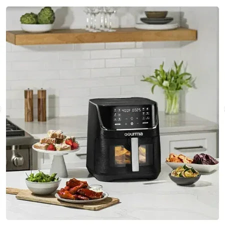 Gourmia 8 Qt Digital Window Air Fryer with 12 One-Touch Presets, GAF824, New
