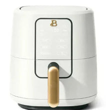 3 qt digital air fryer in white with gold handle and black control panel