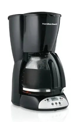 Hamilton Beach 12 Cup Programmable Coffee Maker, Glass Carafe, Black and Silver, 49465R