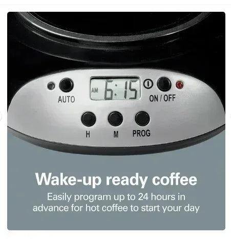 Hamilton Beach 12 Cup Programmable Coffee Maker, Glass Carafe, Black and Silver, 49465R